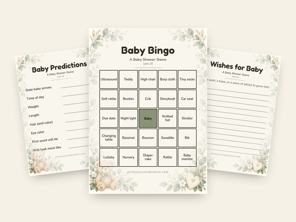 Boho Neutral baby shower games