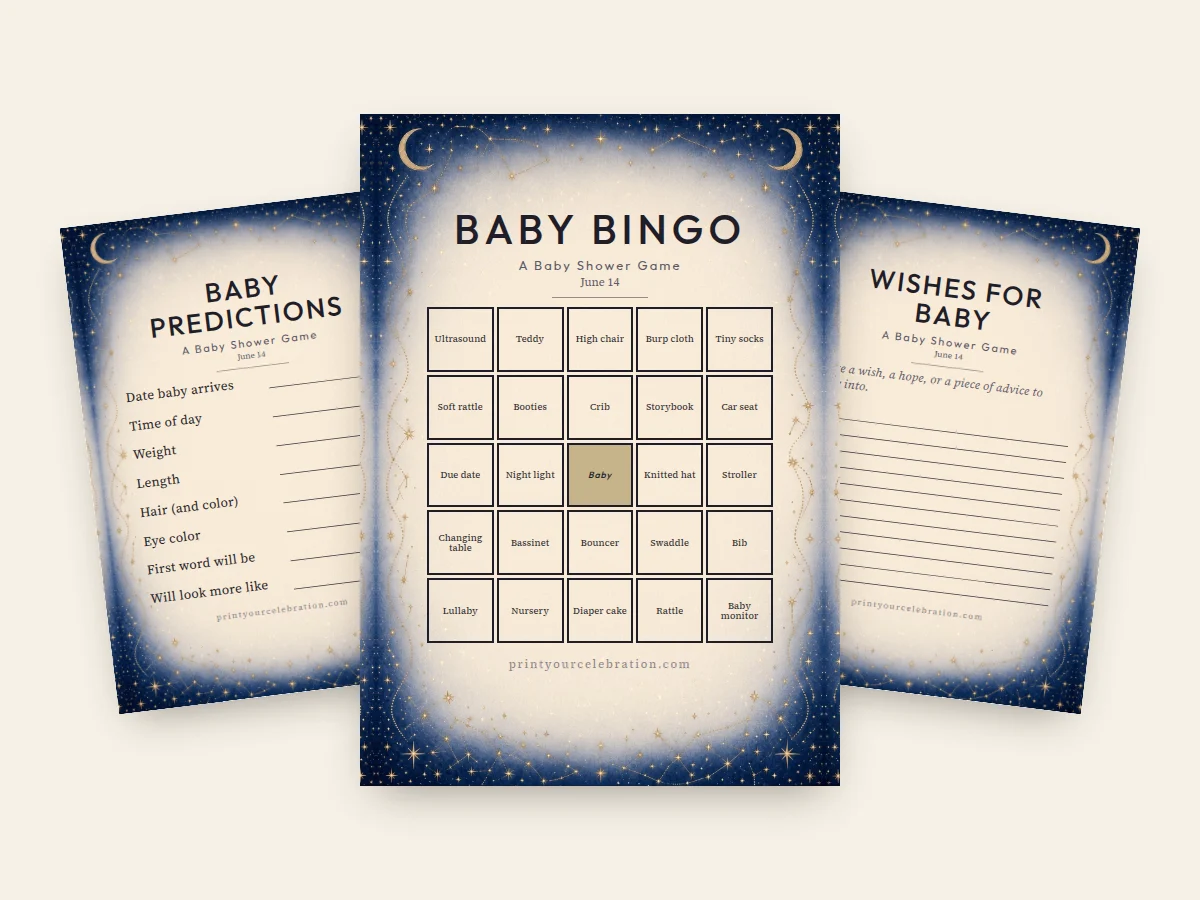 Refined Celestial baby shower games