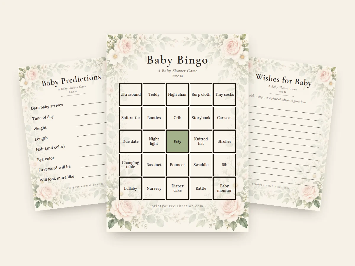 Elegant Florals baby shower games