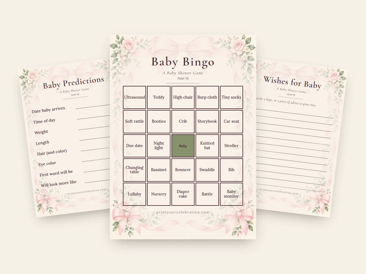 Pink Bow / Coquette baby shower games