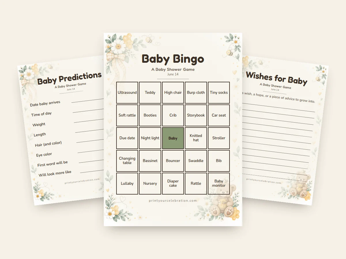 Sweet as Can Bee / Honey Bear baby shower games