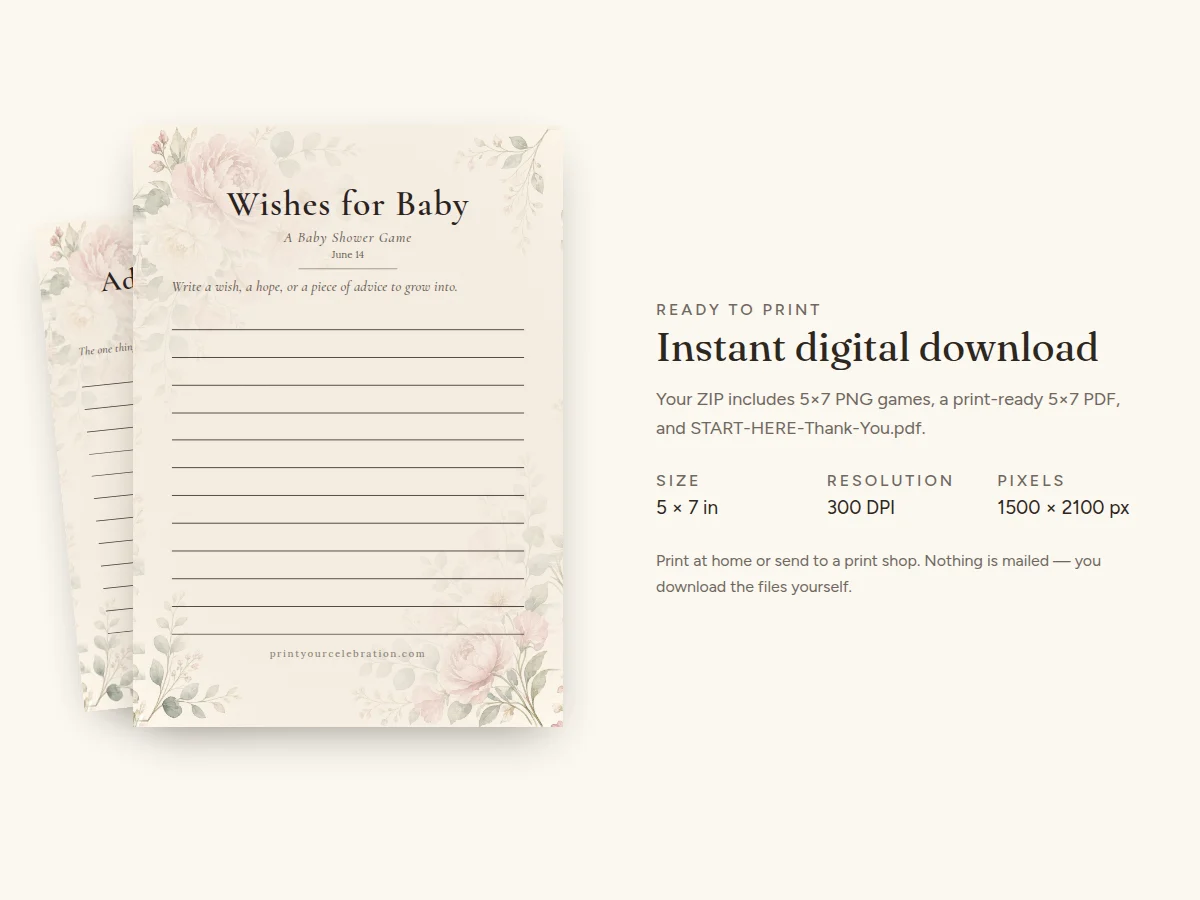 Example Romantic Watercolor Wildflower — Finished printable