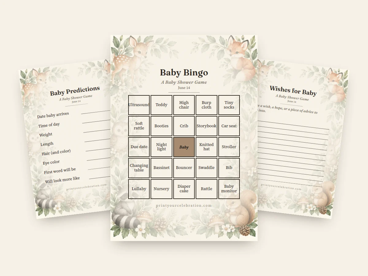 Woodland Animals baby shower games