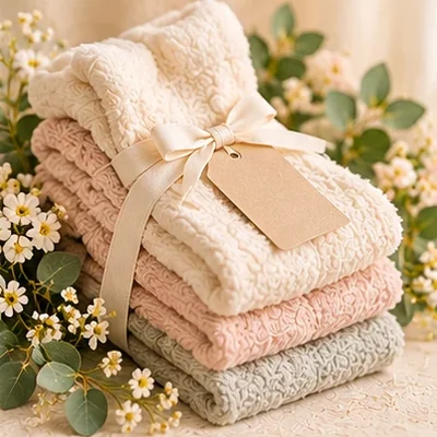 Folded cozy socks tied with a ribbon