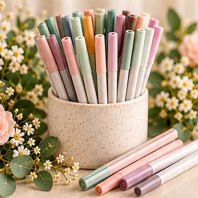 Fine-tip markers in a cup