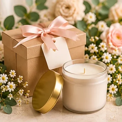 Small travel-size candle in a tin
