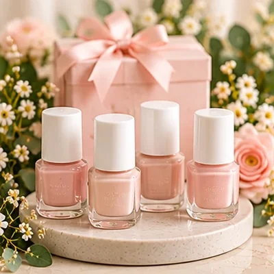 Mini nail polish bottles in a gift box