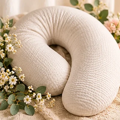 Large cream pregnancy support pillow