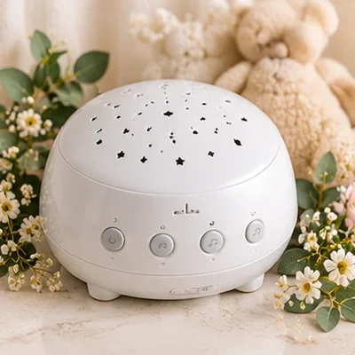 White sound machine with a nightlight